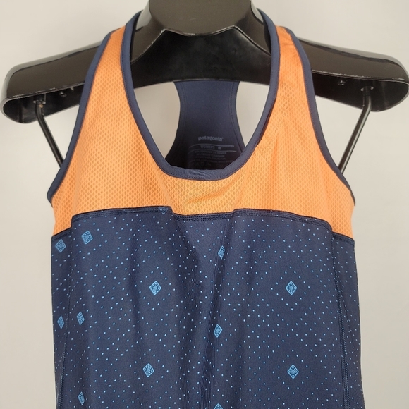 Patagonia Athletic Racer Back Sport All Weather Dress Sz M Neon Orange/Blue - Picture 7 of 10